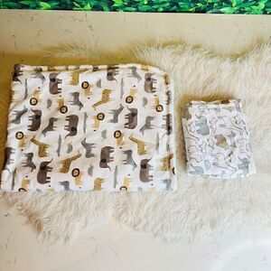 Bundle 2 baby toddler cozy safari animals blankets